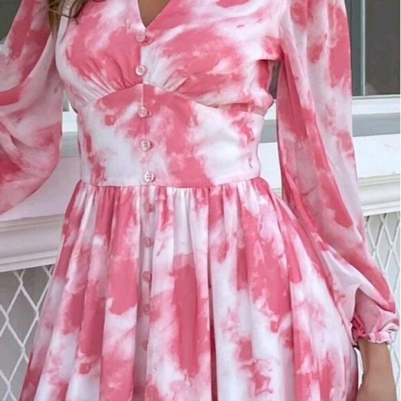 BOHO PINK TIE DYE DRESS - Picture 3 of 11